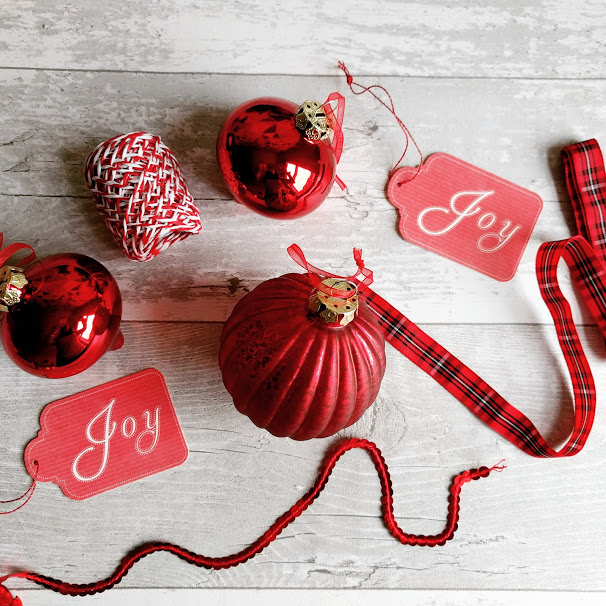Christmas decorations flatlay