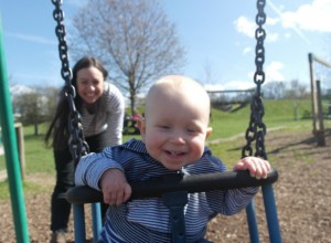 Katy and Max on swing