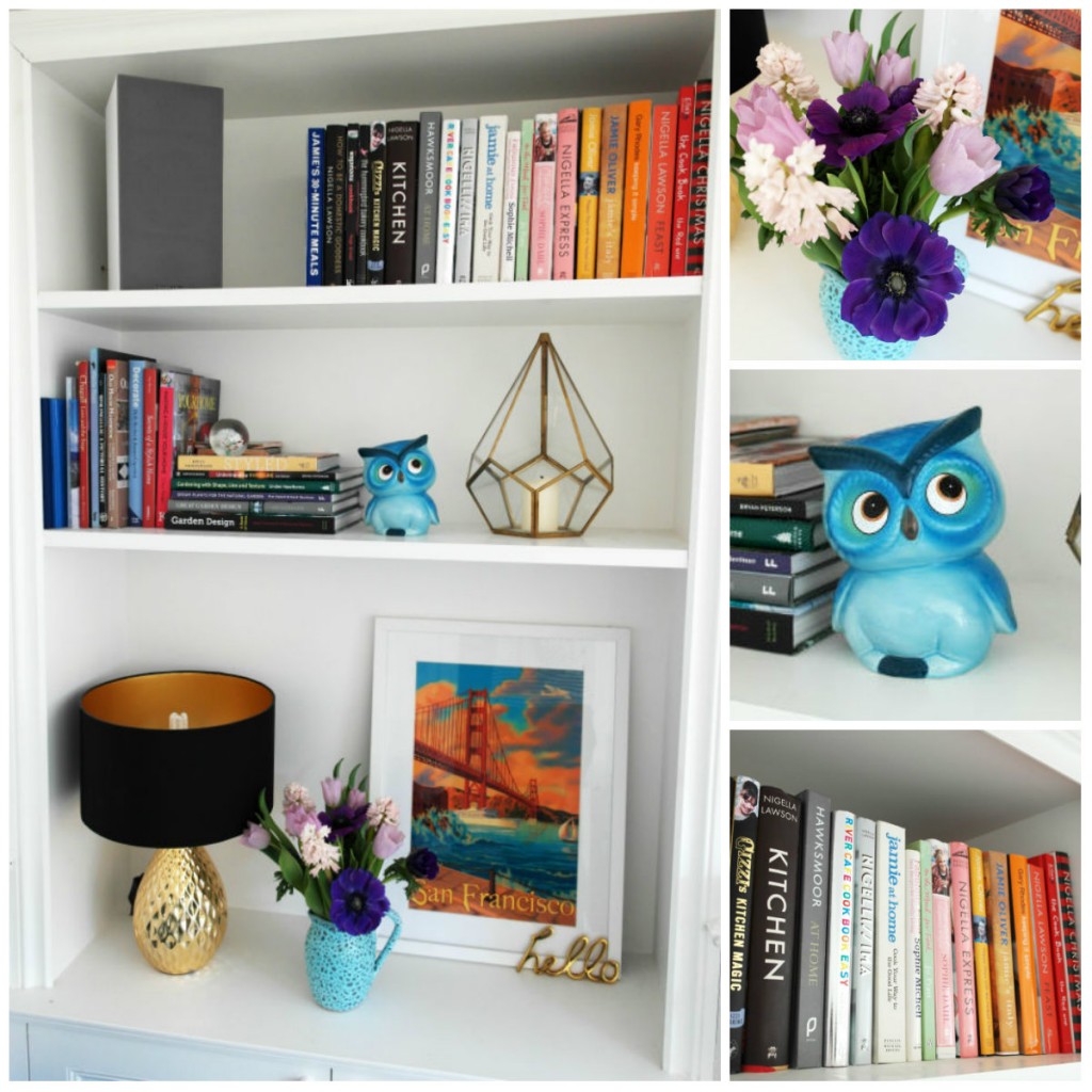 Gold home accessories - alcove shelf styling