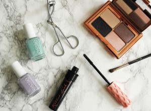 Essie nail polishes, Benefit Rollerlash, Rosie by Autograph eyeshadow quad