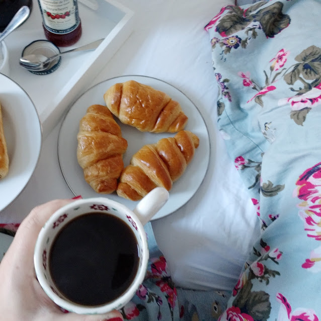 Croissants, coffee and jam
