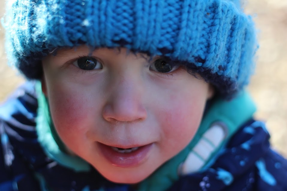 Max in woolly hat and flushed cheeks