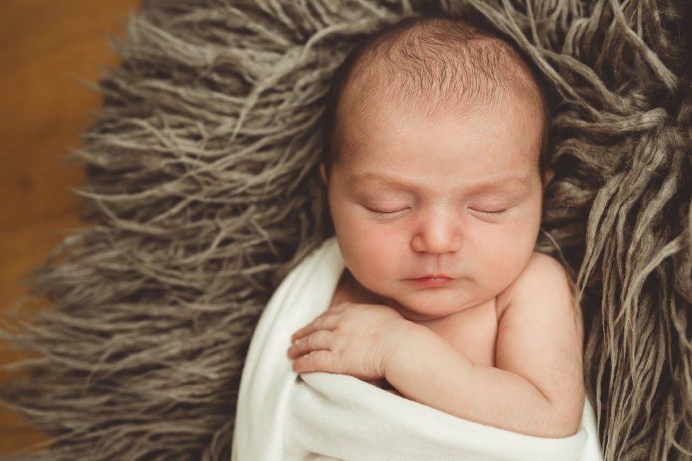 Ben at 1 week old, swaddled